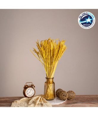 GloboStar® RISEGRASS 36506 Αποξηραμένο Φυτό Ρύζι - Μπουκέτο Διακοσμητικών Κλαδιών Μπεζ - Κίτρινο Υ60cm - Σετ 105 τμχ